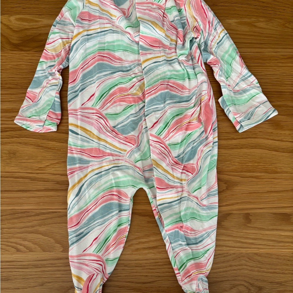 Magnetic Me Multicolor Wavy Stripe Footed One-Piece